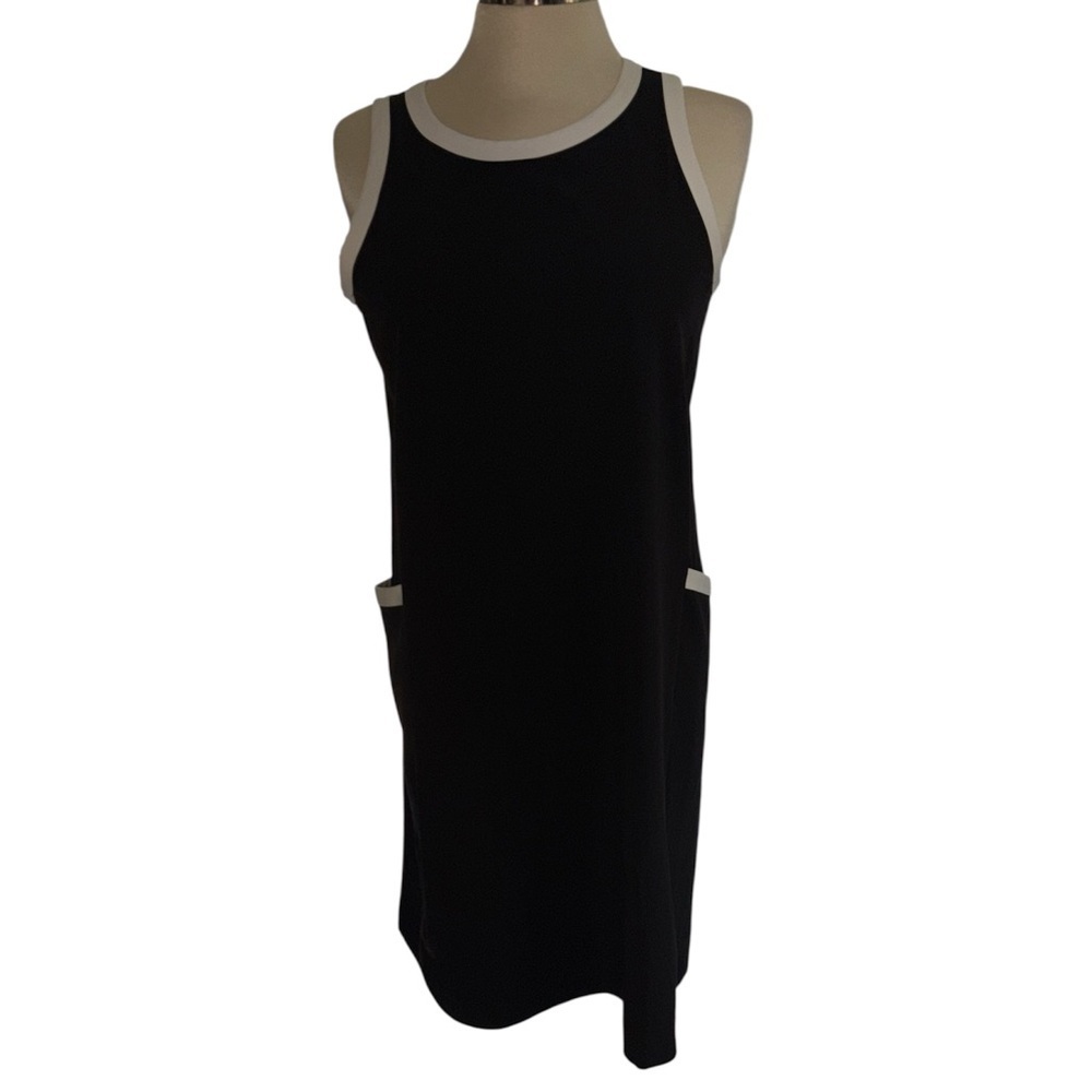 Lou & Grey dress tank style round neckline pockets pull on built in bra Sz Small